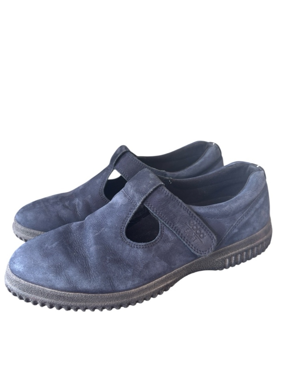 Ecco Blue Suede Mary Jane Flats Size 40